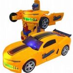 akn toys 2 in 1 full automatic function sports car converting robot toy yellow