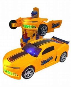 akn toys 2 in 1 full automatic function sports car converting robot toy yellow