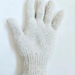 white cotton knitted hand gloves
