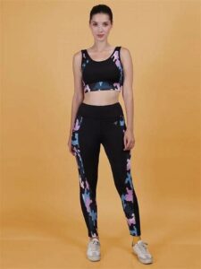fytte printed activewear workout yoga gym tights crop top sports bra set fitness yoga co ords sets