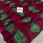 kcpc summer special rajasthani royal georgette bandhani sarees wine