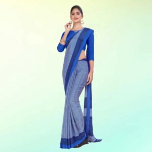 royal blue womens premium italian silk small butty housekeeping uniform saree