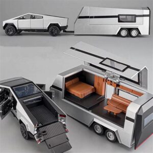 Tesla Cybertruck With Trailer Diecast Model Car 1 tesla cybertruck with trailer diecast model car