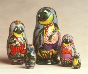 wooden russian frog doll