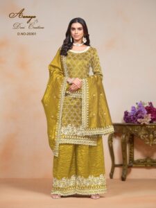 fashionable soft organza with embroidery salwar suit